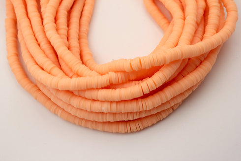 5mm vinyl Heishi beads pastel orange polymer clay beads strand